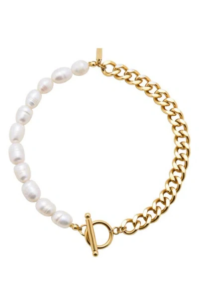 St. Moran Angelos Freshwater Pearl & Curb Chain Anklet, 8mm In White
