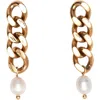 St. Moran Freshwater Pearl Chain Drop Earrings In White