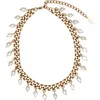 St. Moran Freshwater Pearl Charm Curb Link Necklace In Gold