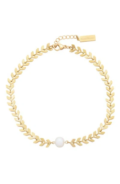 St. Moran Freshwater Pearl Chevron Anklet