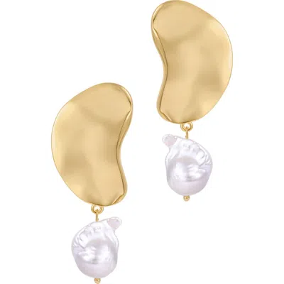St. Moran Freshwater Pearl Drop Earrings In Gold