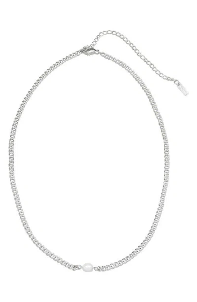 St. Moran Freshwater Pearl Pendant Curb Chain Necklace In Metallic
