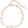 St. Moran Freshwater Pearl Station Bracelet In Gold