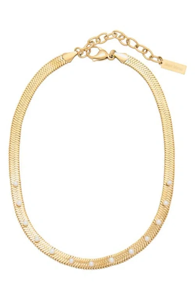 St. Moran Gemstone Snake Chain Necklace In Pearl