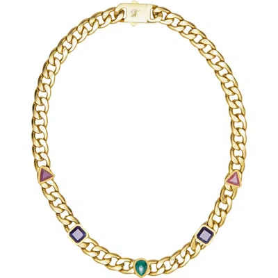 St. Moran Geo Street Stone Station Curb Chain Necklace In Multi