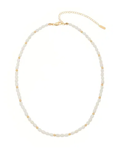 St. Moran Gold Natural Freshwater Seed Imitation Pearl Beads Adina Necklace In White
