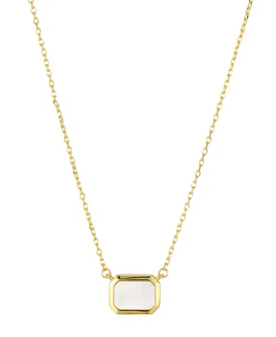 St. Moran Gold Natural Imitation Pearl Bezeled Sideways Solange Necklace