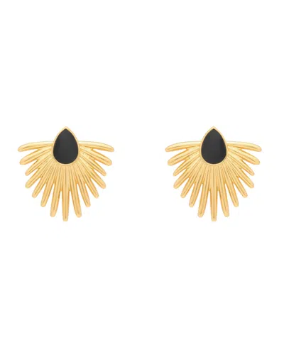 St. Moran Gold Onyx Mini Peacock Astrid Stud Earrings In Gold,black