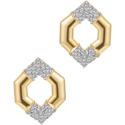 St. Moran Hexagon Pavé Stud Earrings In Gold