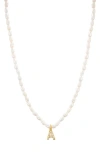 St. Moran Initial Freshwater Pearl Beaded Necklace In White - A