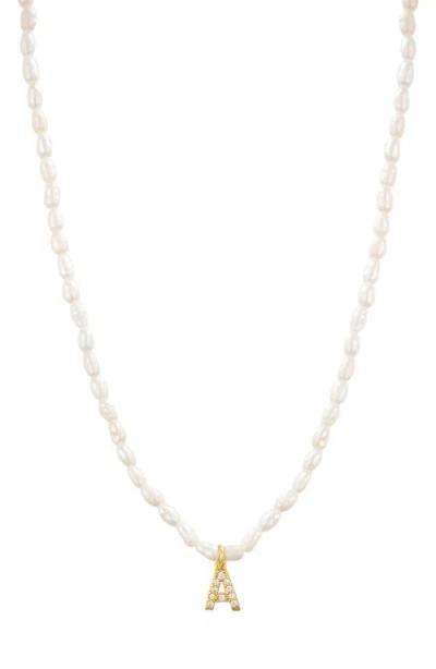 St. Moran Initial Freshwater Pearl Beaded Necklace In White - A