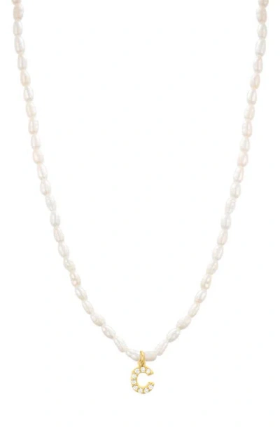 St. Moran Initial Freshwater Pearl Beaded Necklace In Gold