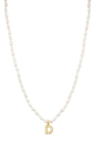 St. Moran Initial Freshwater Pearl Beaded Necklace In White - D