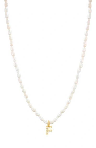 St. Moran Initial Freshwater Pearl Beaded Necklace In White - F