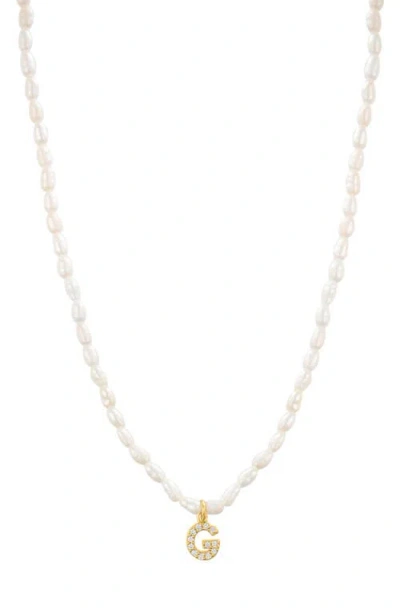 St. Moran Initial Freshwater Pearl Beaded Necklace In Grey