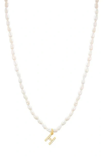St. Moran Initial Freshwater Pearl Beaded Necklace In White - H