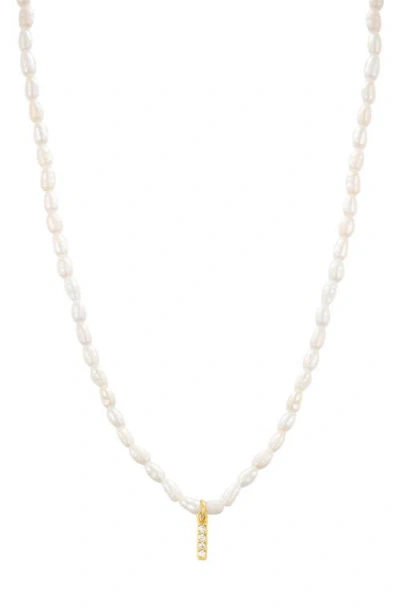 St. Moran Initial Freshwater Pearl Beaded Necklace In Gold