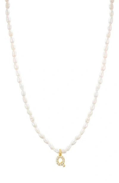 St. Moran Initial Freshwater Pearl Beaded Necklace In White - Q