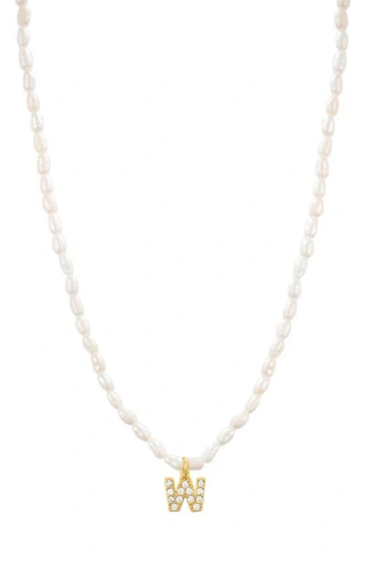 St. Moran Initial Freshwater Pearl Beaded Necklace In White - W