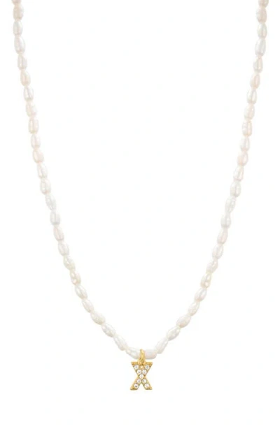 St. Moran Initial Freshwater Pearl Beaded Necklace In White - X