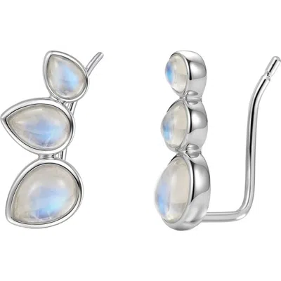 St. Moran Marquise Moonstone Crawler Earrings In White/silver
