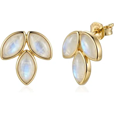 St. Moran Marquise Moonstone Stud Earrings In White/gold