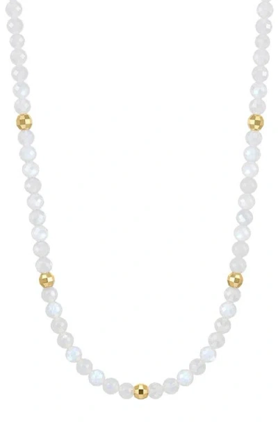 St. Moran Moonstone 14k Gold Plated Necklace In White/gold