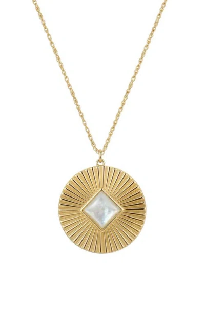 St. Moran Mother Of Pearl Medallion Pendant Necklace In White/gold