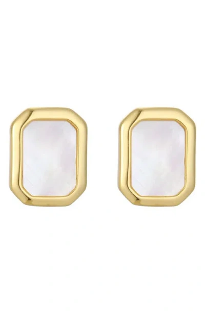 St. Moran Mother-of-pearl Bezel Stud Earrings In Gold