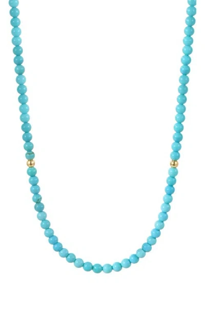 St. Moran Natural Turquoise Beaded Necklace In Blue/gold