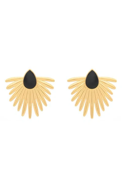 St. Moran Onyx Deco Statement Drop Earrings In Gold
