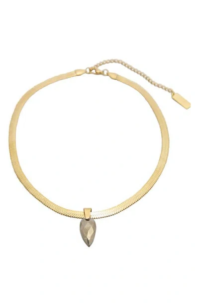 St. Moran Pyrite Pendant Necklace In Brown