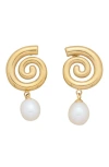 St. Moran Swirl Freshwater Pearl Drop Earrings