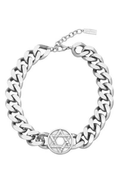 St. Moran Tarnish Resistant Star Of David Choker Necklace In Metallic