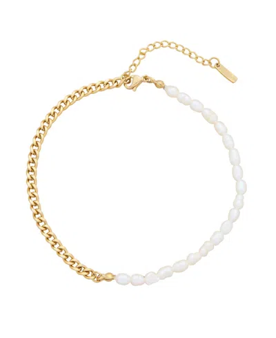 St. Moran Tarnish-resistant Gold Natural Freshwater Imitation Pearl 1/2 Chain Eden Anklet