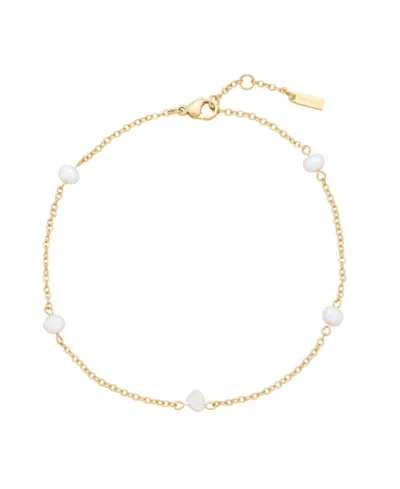 St. Moran Tarnish-resistant Gold Natural Freshwater Imitation Pearl Max Station Anklet
