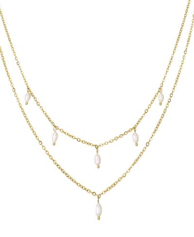 St. Moran Tarnish-resistant Gold Natural Freshwater Pearl Layered Dangle Riva Necklace In White