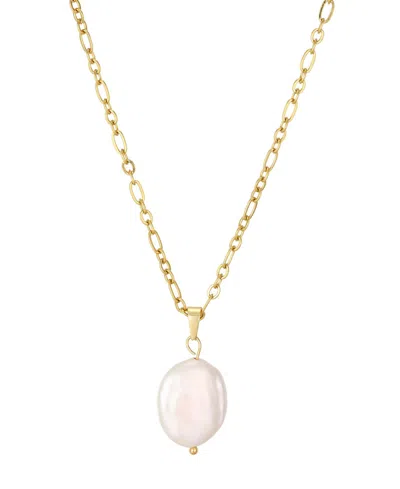 St. Moran Tarnish-resistant Gold Natural Freshwater Pearl Single Figaro Chain Melia Necklace