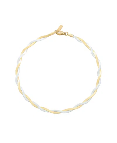 St. Moran Tarnish-resistant Mixed Metal Braided Heringbone Chain Amina Anklet In Gold