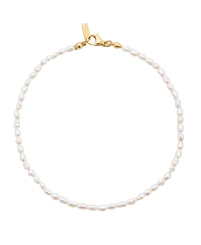 St. Moran Tarnish-resistant Natural Seed Freshwater Imitation Pearl Michel Anklet In Gold