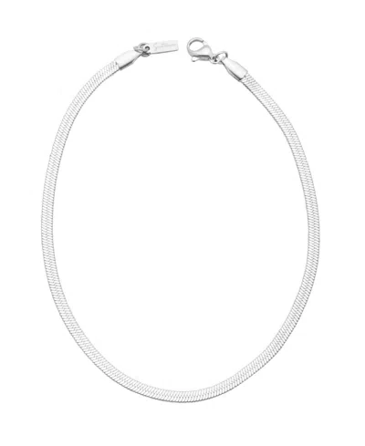St. Moran Tarnish-resistant Silver 3mm Herringbone Chain Edie Anklet In Metallic