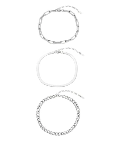 St. Moran Tarnish-resistant Silver Chunky 3-piece Cinthia Anklet Set