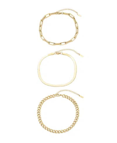 St. Moran Tarnish-resistant Silver Chunky 3-piece Cinthia Anklet Set In Gold
