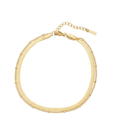 St. Moran Tarnish-resistant Silver Heringbone And Cable Chain Stefanie Anklet Set In Gold