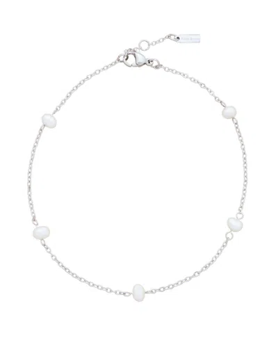 St. Moran Tarnish-resistant Silver Natural Freshwater Imitation Pearl Max Station Anklet In Metallic