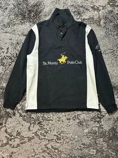 Pre-owned St Moritz X Vintage Y2k St. Moritz Polo Club Jersey Long Sleeve In Black