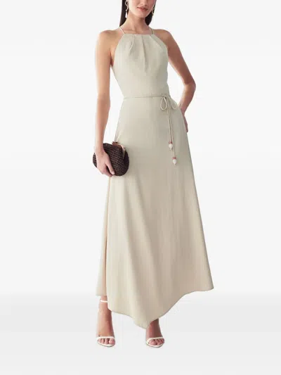 St Mrlo Beaded Halterneck Maxi Dress In Neutral