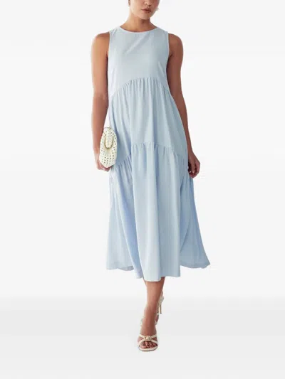 St Mrlo Crew-neck Sleeveless Midi Dress In Blue