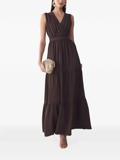St Mrlo Elowyn Pleated Tiered Maxi Dress In Brown