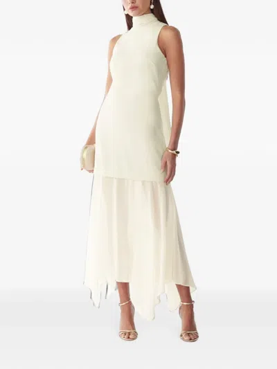 St Mrlo High-neck Handkerchief-hem Maxi Dress In White